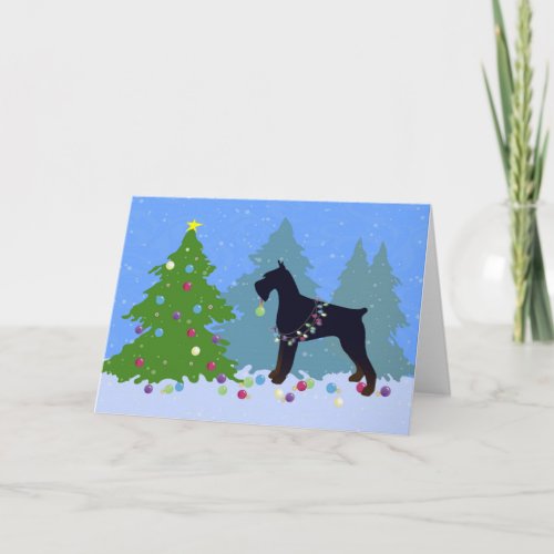 Giant Schnauzer Christmas Forest Holiday Card