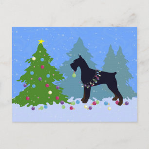 Giant Schnauzer Christmas Forest Holiday Postcard