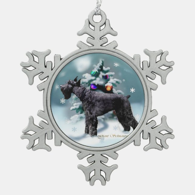 Giant Schnauzer Christmas Snowflake Pewter Christmas Ornament (Front)