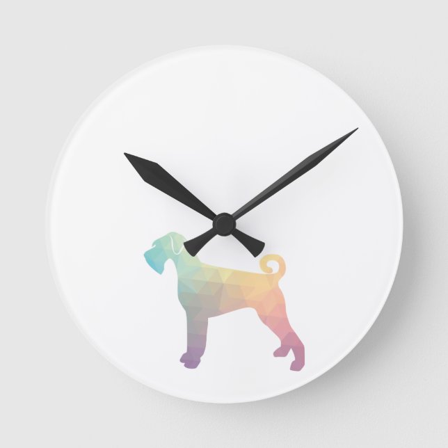 Giant Schnauzer Dog Breed Geo Silhouette Pastel Round Clock (Front)