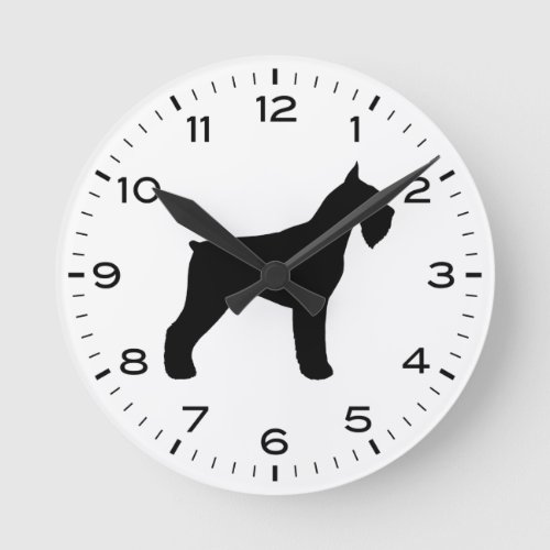 Giant Schnauzer Dog Breed Silhouette Round Clock