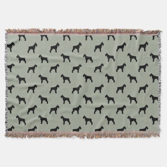 Giant Schnauzer Dog Breed Silhouettes Pattern Throw Blanket (Front)
