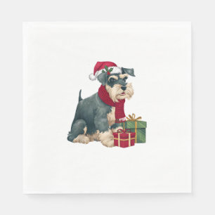 Giant Schnauzer Dog Christmas Outfits Santa Hat Do Napkins
