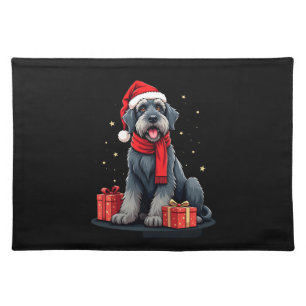 Giant Schnauzer Dog Christmas Parties Holiday Sant Cloth Placemat