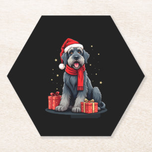 Giant Schnauzer Dog Christmas Parties Holiday Sant Paper Coaster