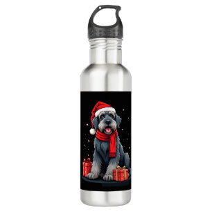 Giant Schnauzer Dog Christmas Parties Holiday Sant Stainless Steel Water Bottle
