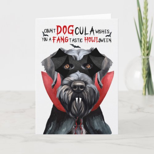 Giant Schnauzer Dog Funny Count DOGcula Halloween Holiday Card