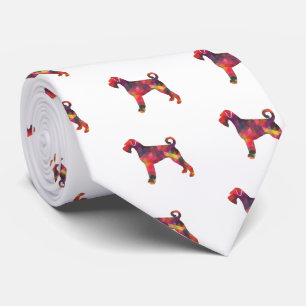 Giant Schnauzer Dog Geometric Pattern Silhouette M Neck Tie
