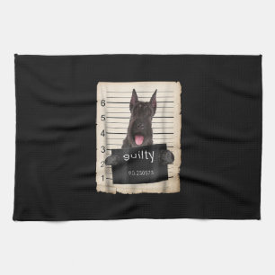 giant schnauzer dog mug shot kitchen towel