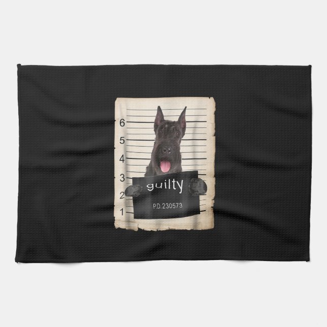 giant schnauzer dog mug shot kitchen towel (Horizontal)