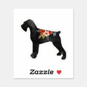 Giant Schnauzer Dog NC Boho Floral Silhouette Sticker