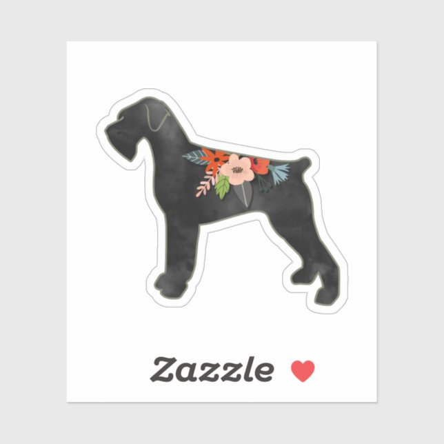 Giant Schnauzer Dog NC Boho Floral Silhouette Sticker (Sheet)