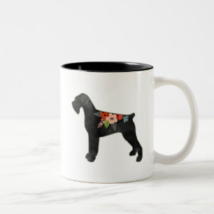 Giant Schnauzer Dog NC Boho Floral Silhouette Two-Tone Coffee Mug