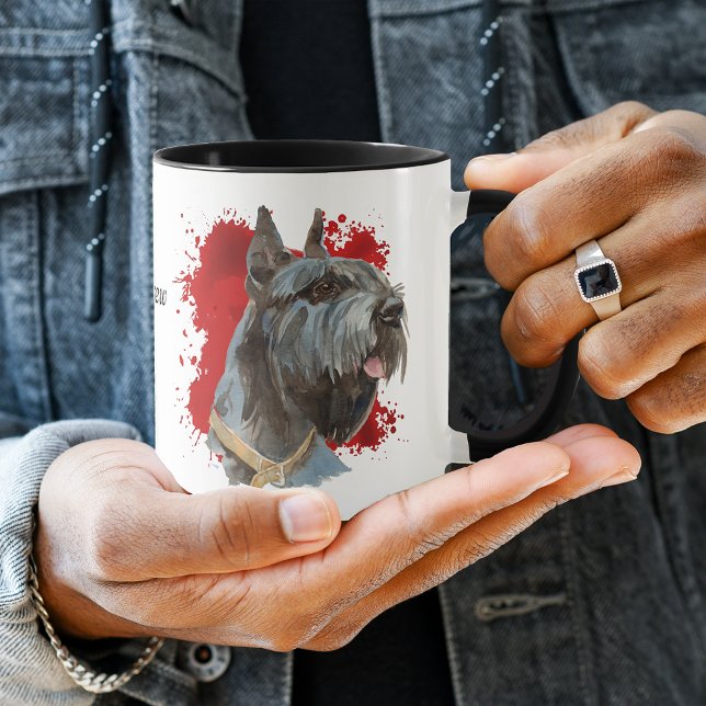 Giant Schnauzer Dog Red Abstract Background Mug (Creator Uploaded)