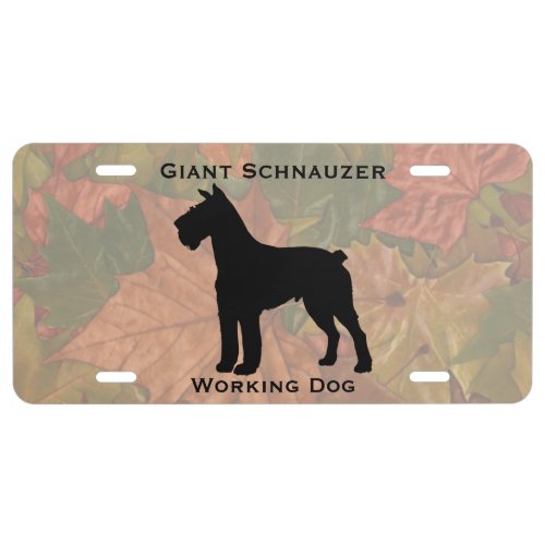Giant Schnauzer Dog Silhouette Customizable License Plate