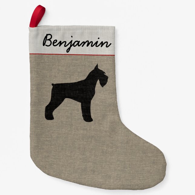 Giant Schnauzer Dog Silhouette Personalized Xmas Small Christmas Stocking (Front)