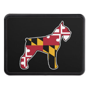 Giant Schnauzer Dog Silhouette with Maryland Flag Hitch Cover