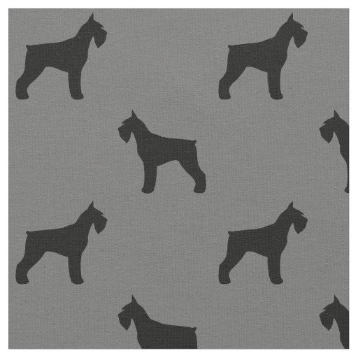 Giant Schnauzer Dog Silhouettes Grey and Black Fabric