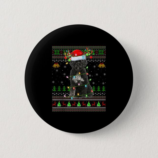 Giant Schnauzer Dog Ugly Christmas Sweaters Holida Button (Front)