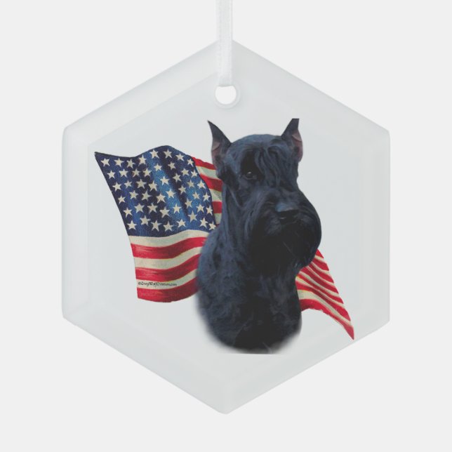Giant Schnauzer Flag Glass Ornament (Front)