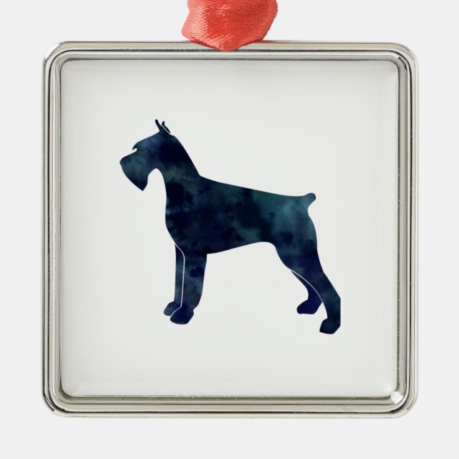 Giant Schnauzer Geometric Pattern Silhouette Metal Ornament (Front)