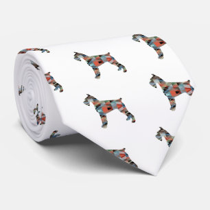 Giant Schnauzer Geometric Pattern Silhouette Neck Tie