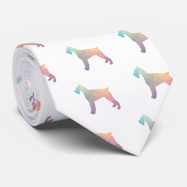 Giant Schnauzer Geometric Pattern Silhouette Tie (Rolled)