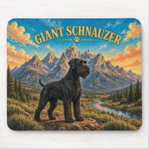 Giant Schnauzer, Grand Teton Vintage Watercolor Mouse Pad