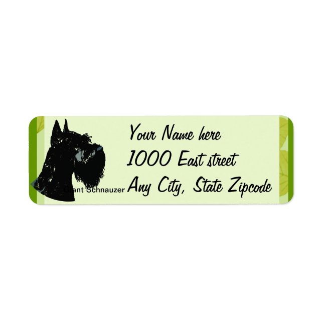 Giant Schnauzer ~ Green Leaves Design Label (Front)
