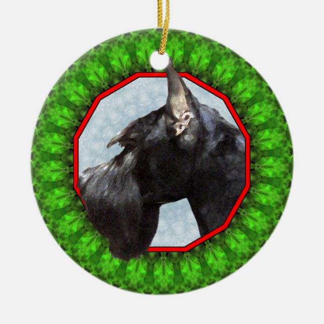 Giant Schnauzer Happy Howliday Ceramic Ornament (Front)