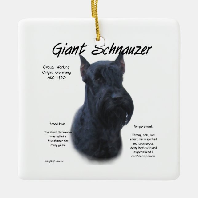 Giant Schnauzer History Design Ceramic Ornament (Front)