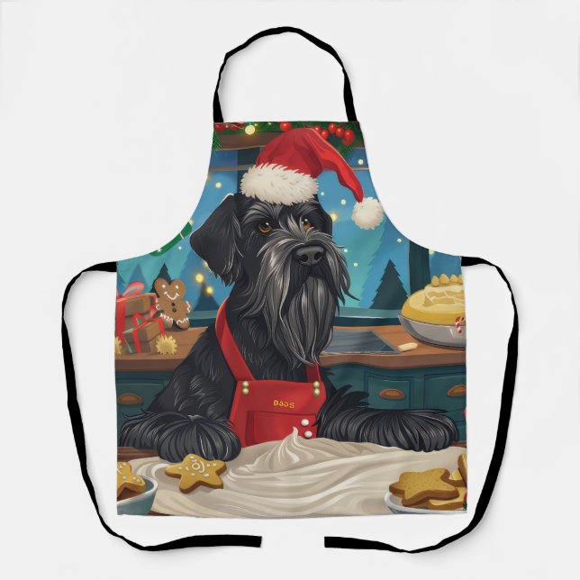 Giant Schnauzer Holiday Baking: Festive Christmas Apron (Front)