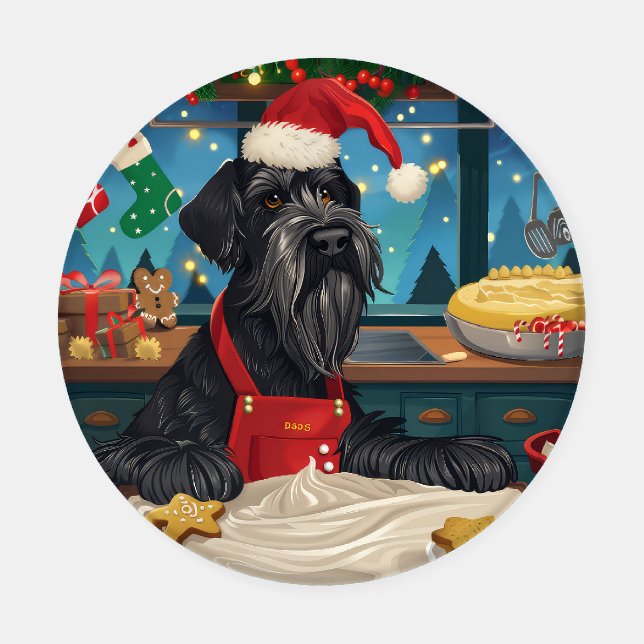Giant Schnauzer Holiday Baking: Festive Christmas Coaster Set (Single)