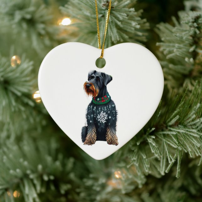 Giant Schnauzer in Christmas Sweater Ceramic Ornament (Tree)
