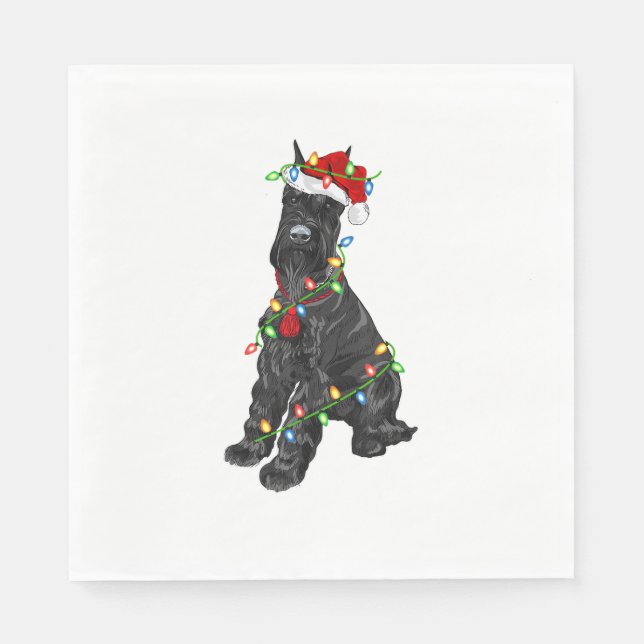 Giant Schnauzer Lover Xmas Santa Giant Schnauzer C Napkins (Front)