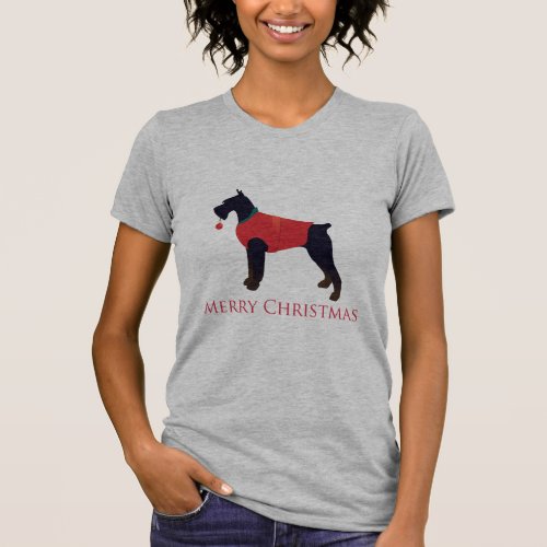 Giant Schnauzer Merry Christmas Design T_Shirt