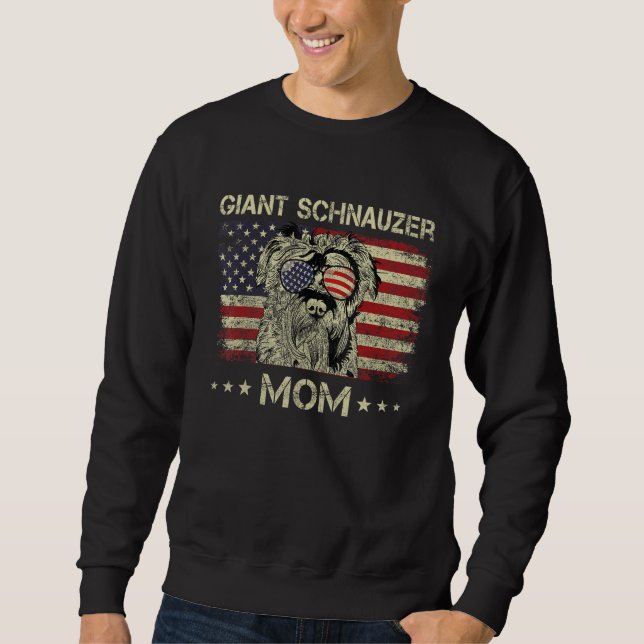Giant Schnauzer Mom Dog  American Flag 4th Of July Sweatshirt (Front)