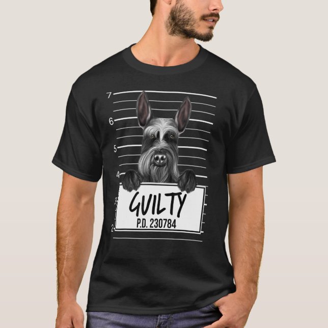 Giant Schnauzer Mugshot Guilty Dog T-Shirt (Front)