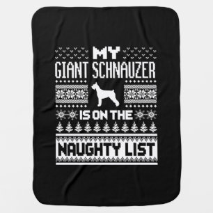 giant schnauzer on naughty list dog ugly christmas baby blanket