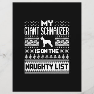 giant schnauzer on naughty list dog ugly christmas letterhead