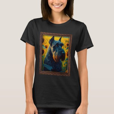 Giant Schnauzer Painting Sunflower Flower Mom Wome T-Shirt