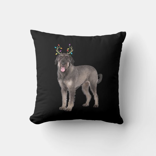giant schnauzer reindeer christmas dog sweat throw pillow (Front)