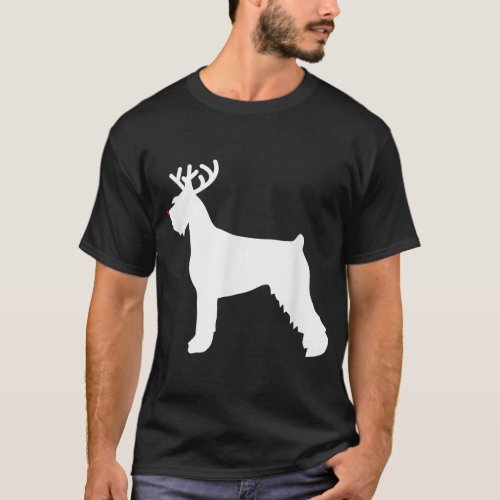 giant schnauzer reindeer christmas dog T_Shirt