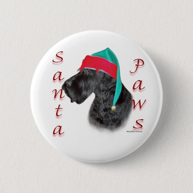 Giant Schnauzer Santa Paws Pinback Button (Front)