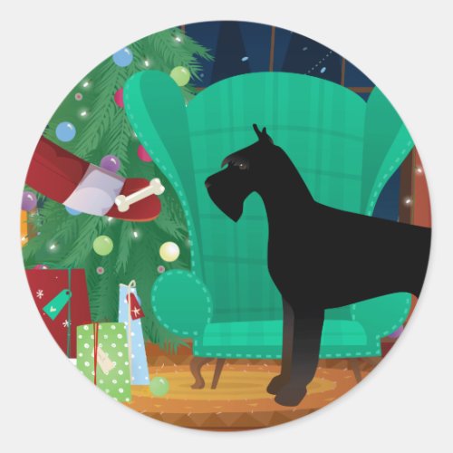 Giant Schnauzer Santas Christmas Gift Classic Round Sticker