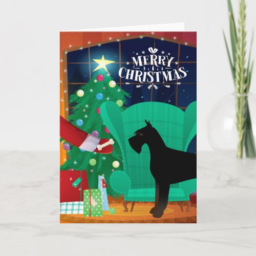 Giant Schnauzer Santas Christmas Gift Holiday Card