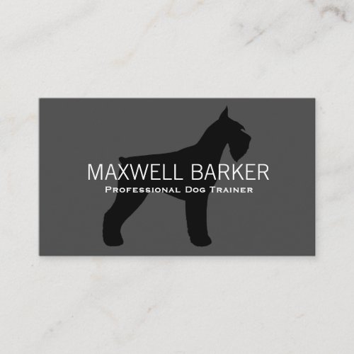 Giant Schnauzer Silhouette Black on Grey Business Card