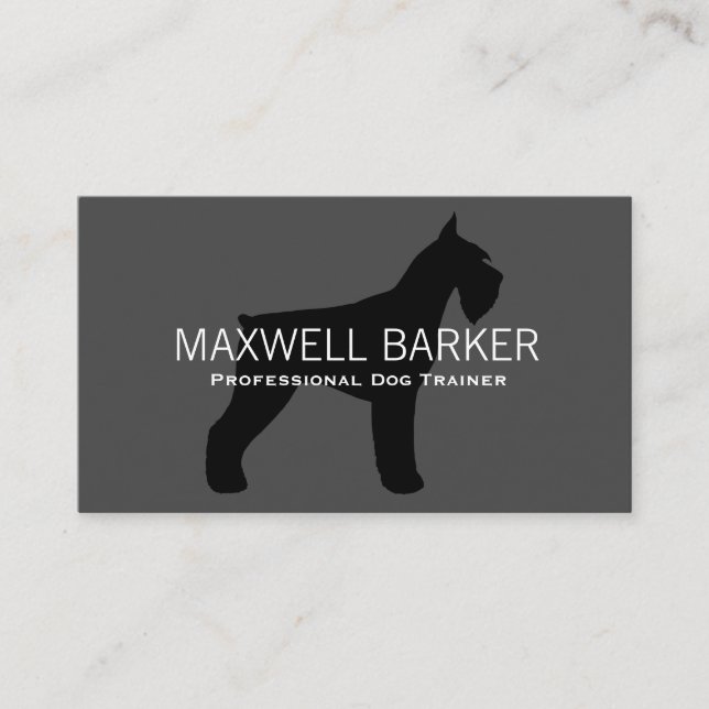 Giant Schnauzer Silhouette Black on Grey Business Card (Front)