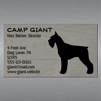 Giant Schnauzer Silhouette | Faux Wood Style Magnetic Business Card by jennsdoodleworld at Zazzle