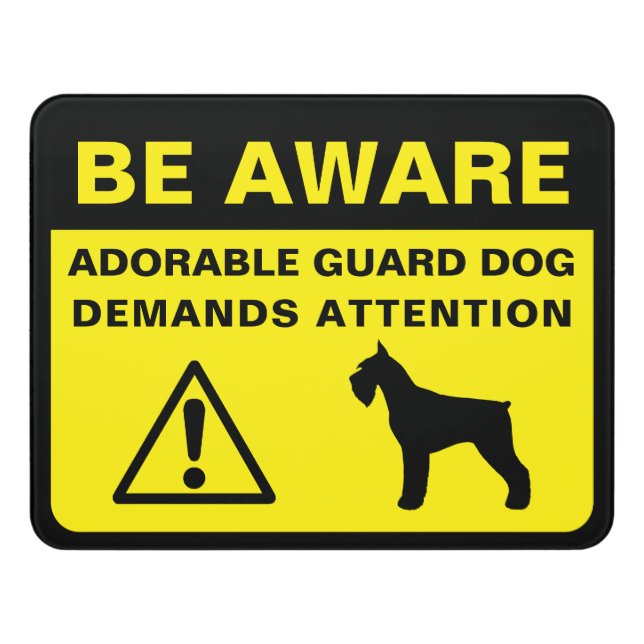 Giant Schnauzer Silhouette Funny Guard Dog Warning Door Sign (Contemporary Front)
